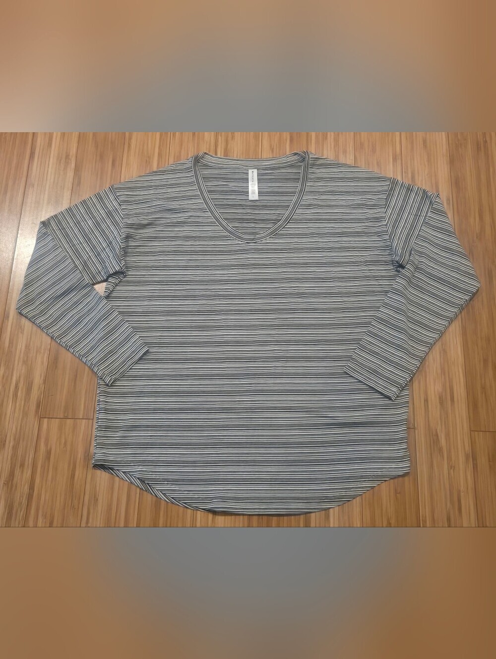 Athleta Striped Long Sleeve V-Neck Top